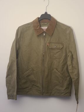 Levi's Olive Green Canvas Jacket with Brown Corduroy Collar Mens Size Medium